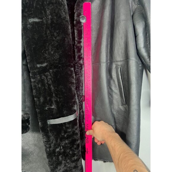 Sickafus Pat Garrett Kelvin Napa Black Shearling Sheepskin Button Coat Jacket 50 - Picture 8 of 9